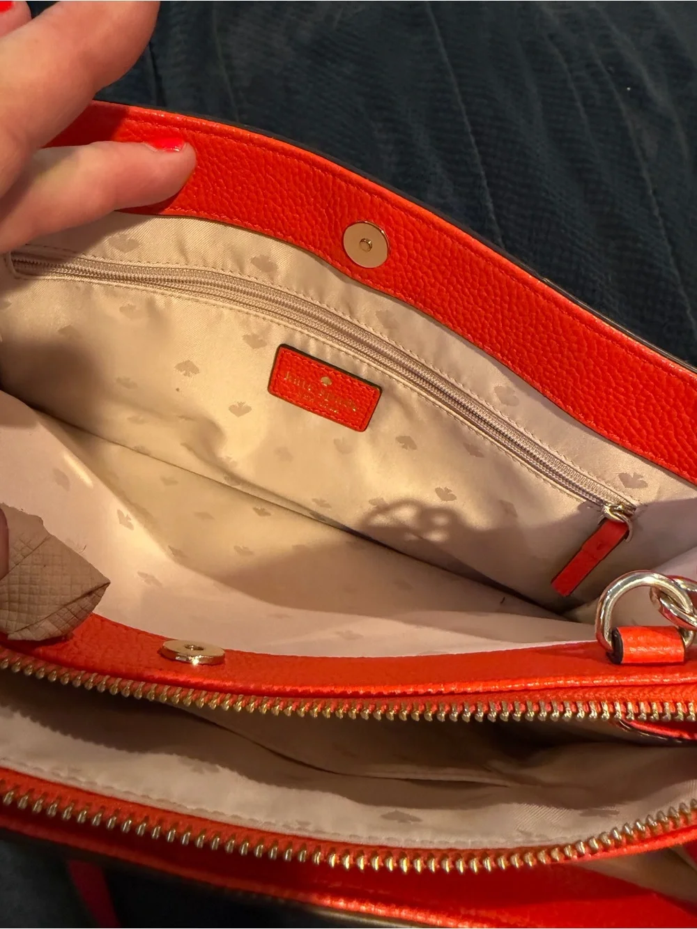 kate spade clementine Orange Leather Satchel with Matching Zip Wallet